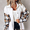 Women's Long-sleeved Plaid Contrast Color Coat