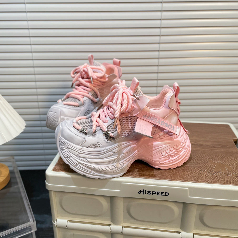 Thick Bottom Gradient Colorblock Daddy Shoes