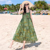 Beach Vacation French Style Floral Maxi Dress