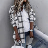 Womens Button Down Shirts Long Sleeve Plaid Shackets Business Casual Blouse Top