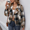 Brushed Cardigan Lapel Plaid European And American Ladies Coat