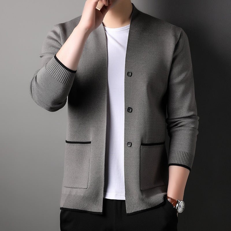 Simple Youth Fastener Decoration Sweater Coat