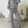 Fashion Casual Solid Color Long-sleeved Sweater Zipper Trousers Two-piece Set