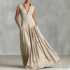 Slim-fit V-neck Long Sleeveless Dress