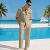 Set due pezzi camicia e pantaloni in lino da uomo