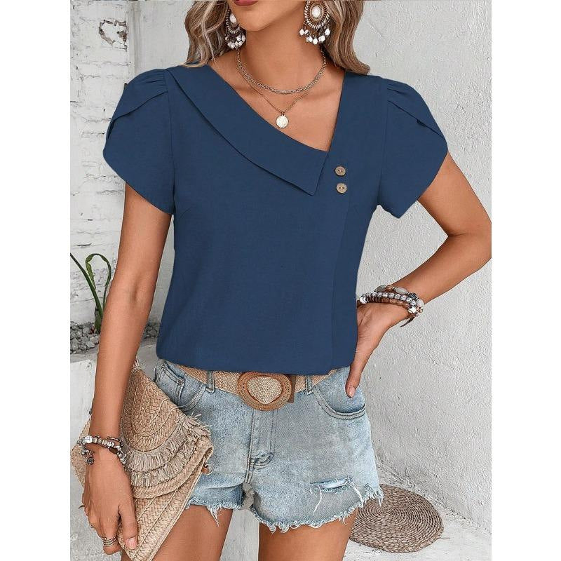 Top a maglia a maniche corte casual da donna slim-fit