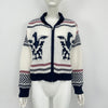 Women's Zipper Cardigan Lapel Short Jacquard Contrast Color Sweater