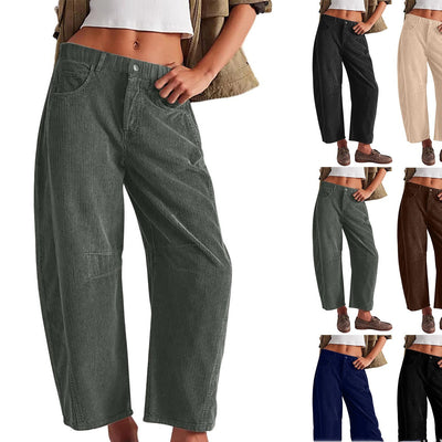 European And American Corduroy Loose Straight Trousers Women