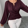 Womens Woven Long-sleeve Top With Tie Detailing And An Asymmetrical Hem
