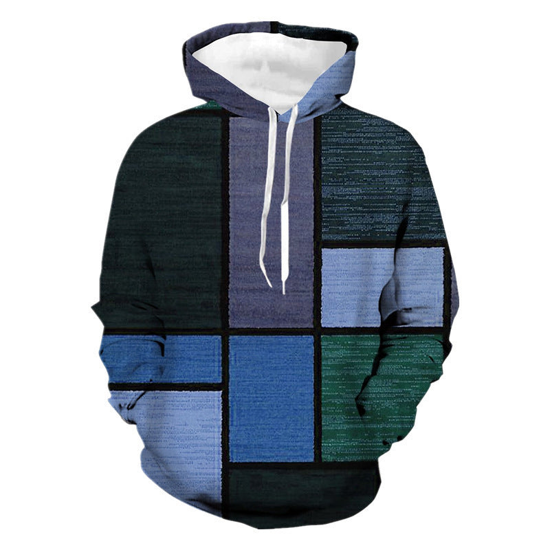 Stitching Pattern 3D Digital Printing Sweater Spring And Autumn Men's Hoodie