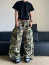 Retro Camouflage Wash Pocket Wide Leg Pants