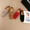 Square Head Soft Sole Shoes Women's All-matching Tassel Shallow Mouth Non-slip One Pedal Loafer