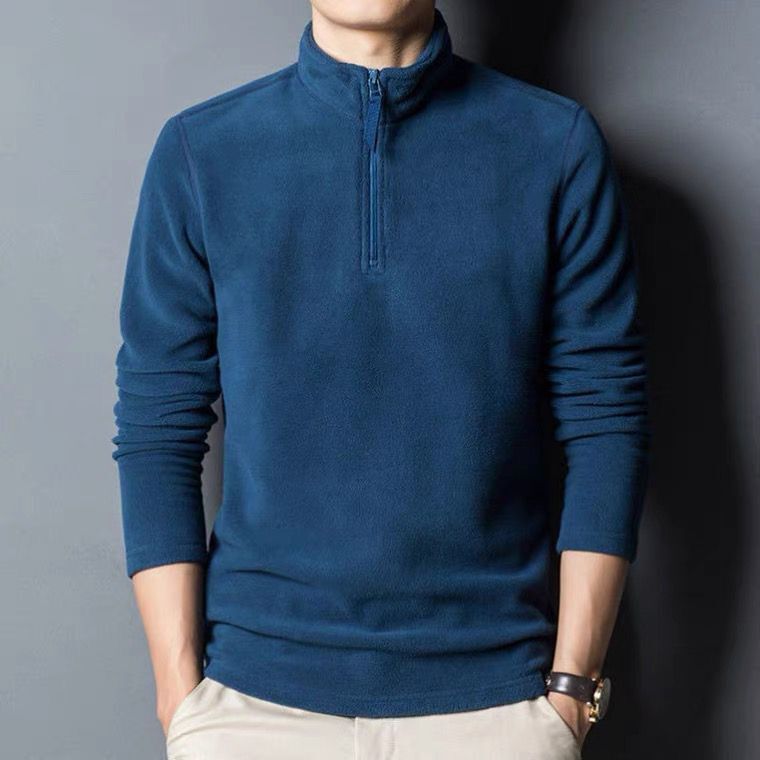 Felpa da Uomo in Pile a Collo Alto con Cerniera, a Maniche Lunghe, Versatile per l'Inverno