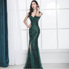 Vestito lungo da sera a sirena con paillettes, per banchetto, estivo