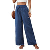 Womens Cotton-Linen Elastic-Waist Cropped Casual Pants