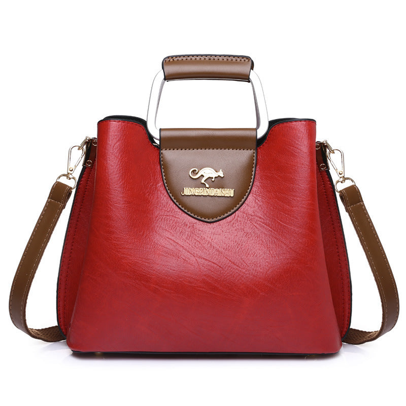 Large Capacity Totes Middle-aged High-grade Soft Leather Shoulder