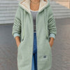Winter Fleece Hooded Jacket Fashion Casual Zip-up Pockets Long Sweatshirt Warm Commuter Women's Clothing