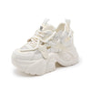 Scarpe casual con superficie in mesh e suola cava, scarpe da donna con rialzo in altezza