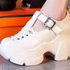 Genuine Leather Outdoor Comfortable Patent Leather Chunky Heel Closed Toe Coros Roman Shoes