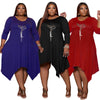 Plus Size Printed Irregular Swing Pocket Dress