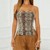 Bodycon Backless Printed Sequined Snake-Print Tube Top