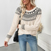 Round Neck Pullover Knitted Sweater Women
