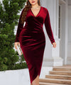 Women's V-neck Dress With Regular Sleeves