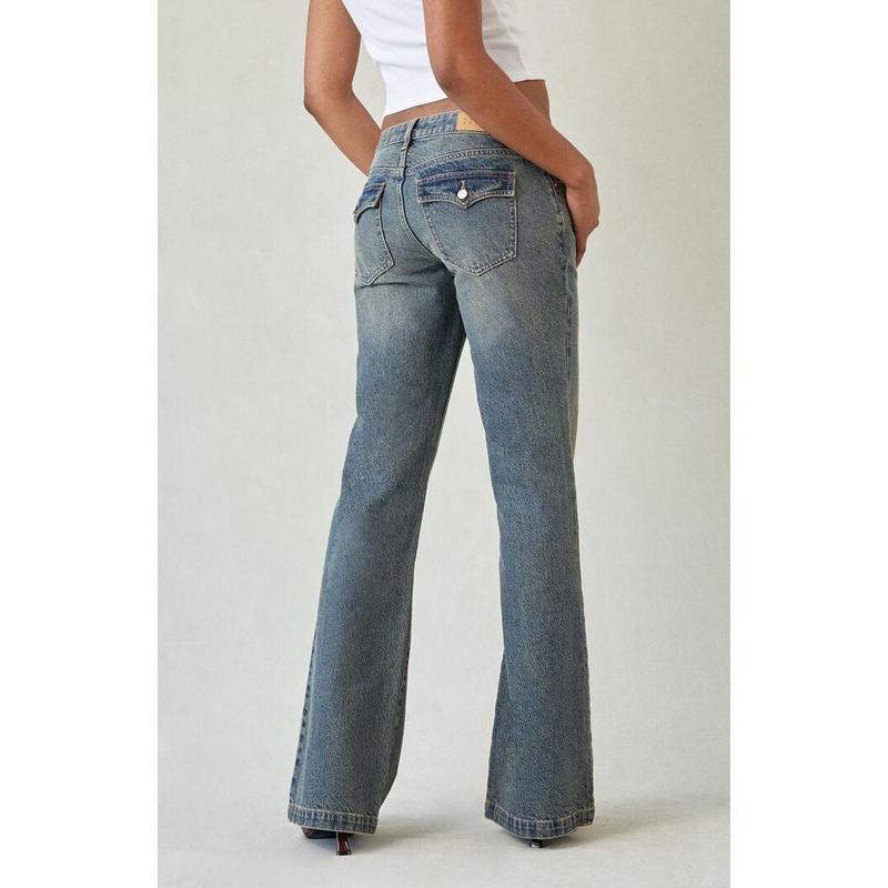 Jeans Bootcut Lavati Effetto Usurato Slim-fit Stile Vintage