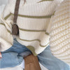 Sexy Off-the-shoulder Loose Striped Women's Sweater