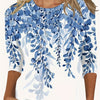 European And American Flower Plant Printed Round Neck Long Sleeve