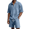 Completo da uomo con pantaloncini e cerniera a maniche corte