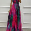 Women's Sleeveless Printed Lace-up Dress Fashion