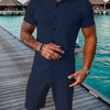 Completo due pezzi da uomo casual con top a maniche corte e pantaloncini