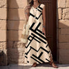Womens V Neck Printed Maxi Dress Loose Fitting Dress
