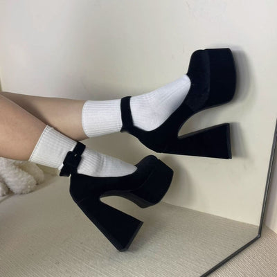French Vintage Mary Jane Shoes Women's Waterproof Platform