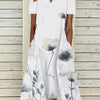 Women's Oil Painting Flower V-neck A- Line Dress