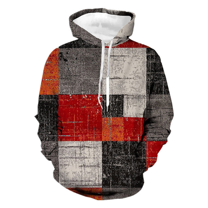Stitching Pattern 3D Digital Printing Sweater Spring And Autumn Men's Hoodie