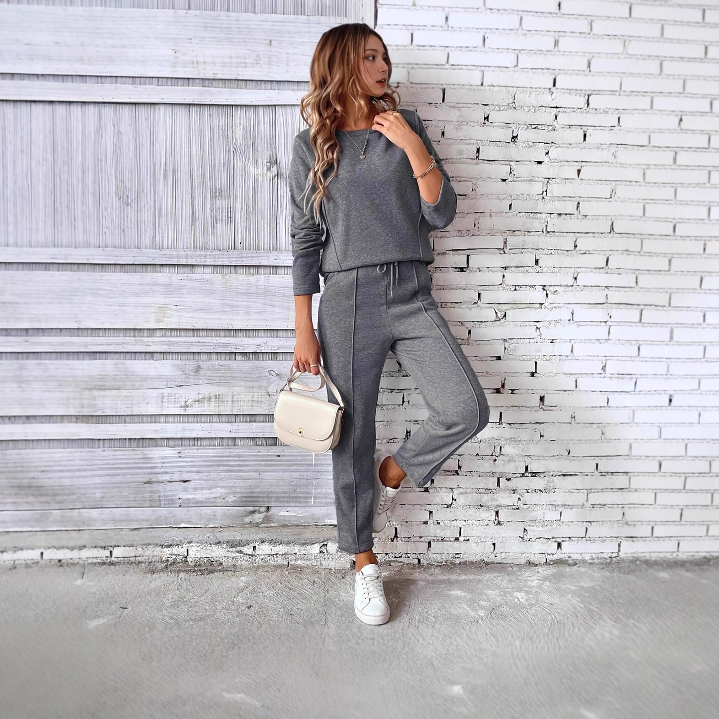 New Fashion Casual Loose Sweater Trousers Two-piece Set