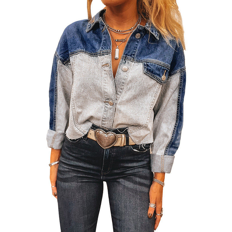 Cappotto in denim con fibbia multipla a fila singola per donna