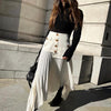 Irregular Chiffon Stitching Pleated Multi-button Pocket Skirt