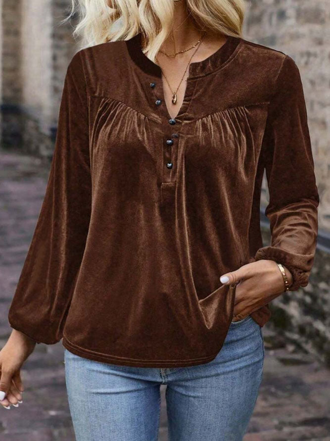 Casual Temperament Commute Button Long Sleeve Top