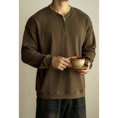 Half Long-sleeve Zipper T-shirt Men's Casual Bottoming Shirt