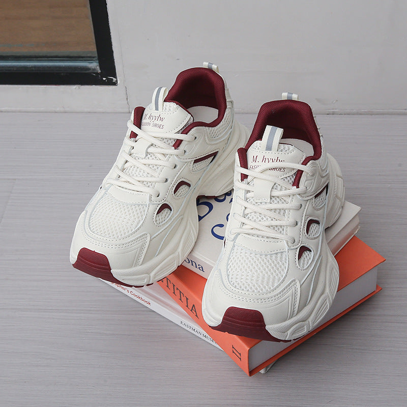 Scarpe sportive casual in rete, scarpe da corsa con plateau bianche versatili e antiscivolo