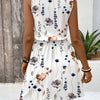 Women's Summer Holiday Floral Wrap Dress With Button Closure, Elastic Waistband And Belt Vacation Beach Outfit