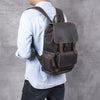 Retro Crazy Horse Leather Men's First Layer Cowhide Backpack