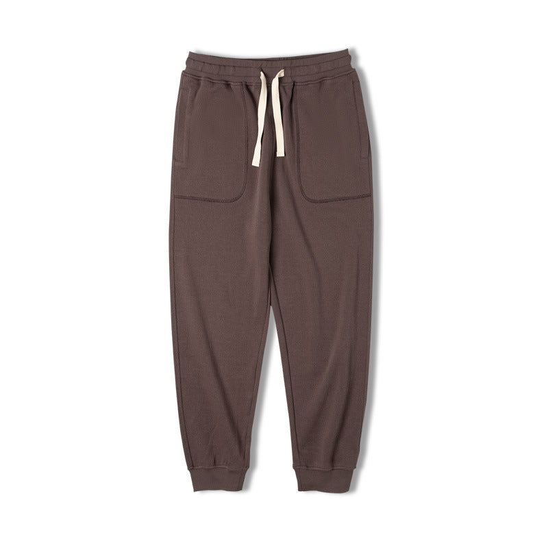 Retro Drawstring Elastic Waist Knitted Sweatpants Tapered Ankle-tied