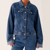 Giacca di jeans casual con colletto rovesciato e maniche lunghe