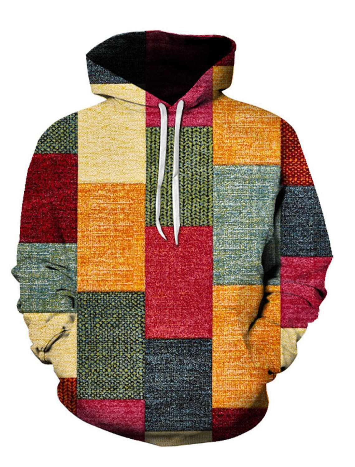 Stitching Pattern 3D Digital Printing Sweater Spring And Autumn Men's Hoodie