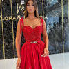 Women's Temperament Long Banquet Evening Dress Suspenders Sequined Large Skirt