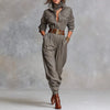 New Women's Long-sleeved Lapel Jumpsuit Women